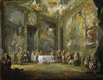 Charles III Dining before the Court - Луїс Парет-і-Алькасар