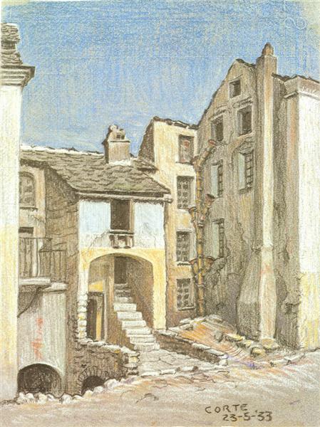 Corte, Corsica, 1933 - M. C. Escher