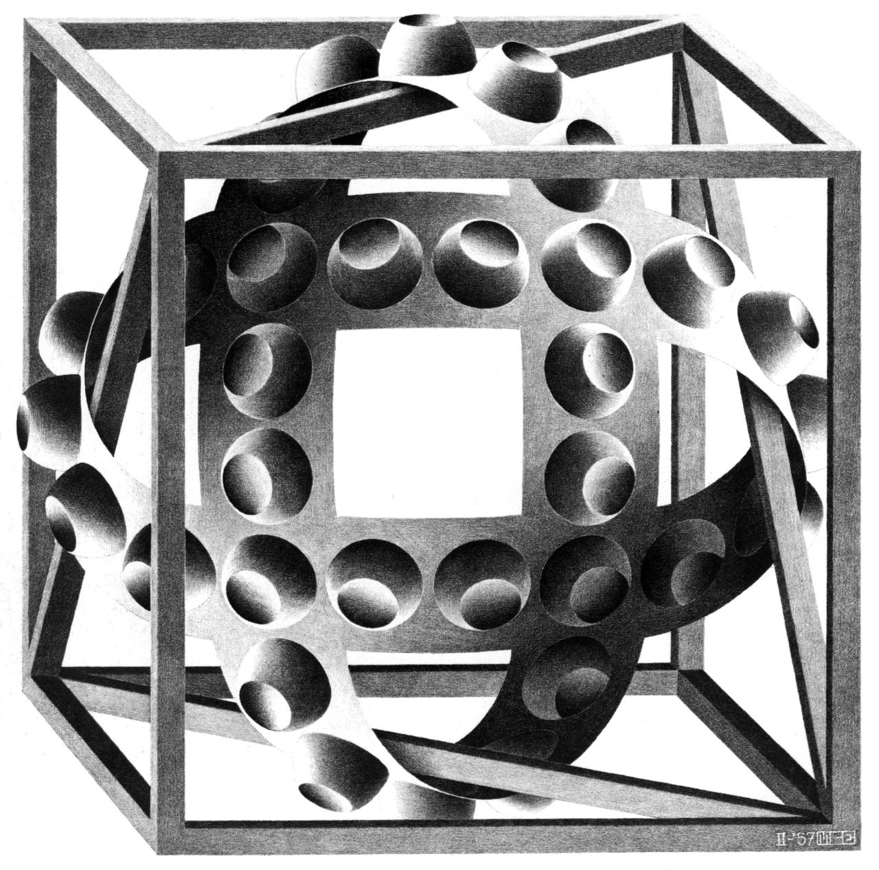 Cube with Magic Ribbons, 1957 - M.C. Escher - WikiArt.org