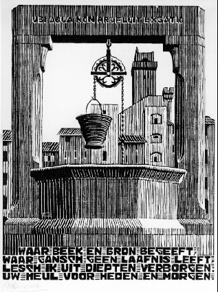 Emblemata - Well, 1931 - M.C. Escher
