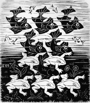 Риби і жаби, 1949 - Мауріц Корнеліс Ешер
