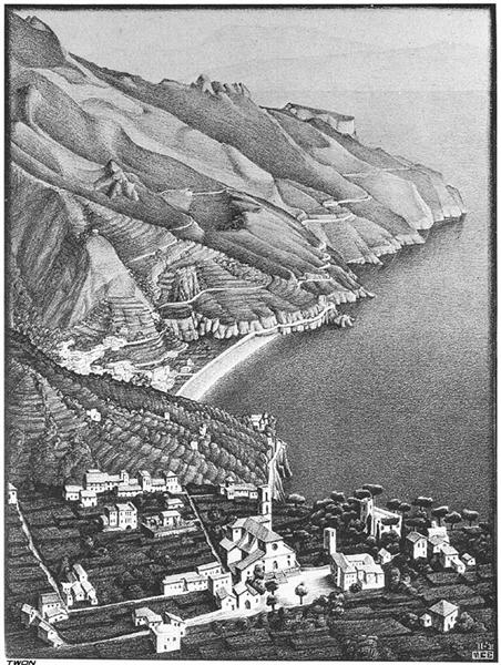 Равелло та узбережжя Амальфі, 1931 - Мауріц Корнеліс Ешер