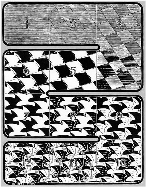 Regular Division of The Plane I, 1957 - Maurits Cornelis Escher