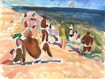 Bridgehampton Beach with Figures - Малкольм Морлі