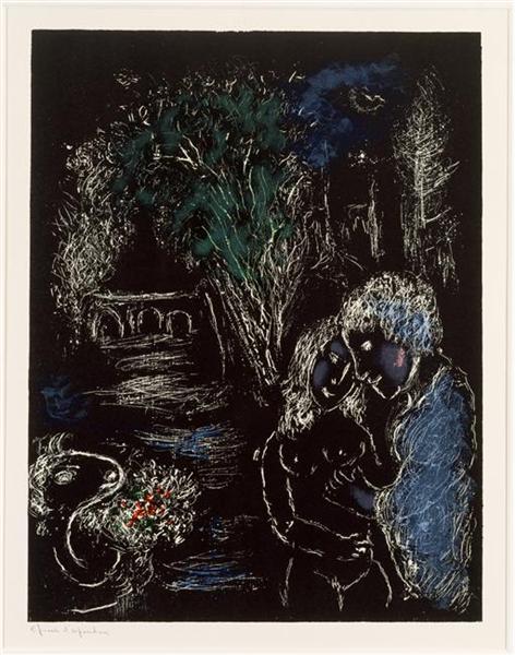 A green tree with lovers, 1980 - Marc Chagall