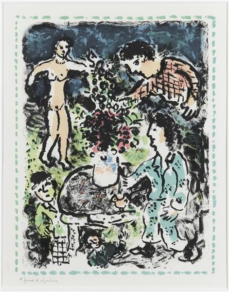 Gathering in countryside, 1984 - Marc Chagall