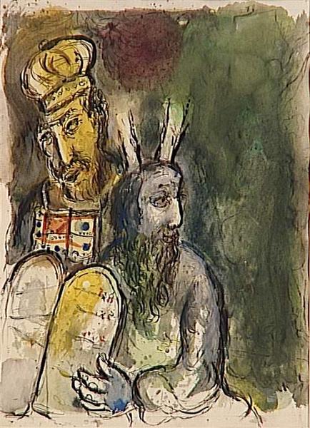God directs Moses to make vestments for use in the sanctuary, 1966 - Марк Шагал