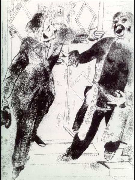 Manilov and Chichikov on the threshold, c.1923 - Marc Chagall