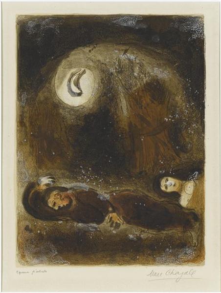Ruth at the feet of Boaz, 1960 - Marc Chagall