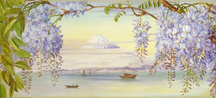 Distant View of Mount Fujiyama, Japan, and Wistaria, 1876 - Marianne North