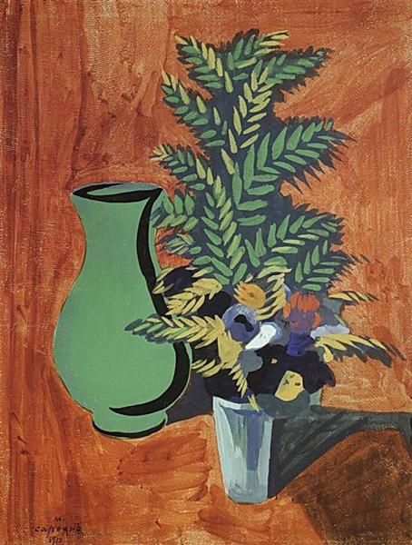 Green jug and bouquet, 1910 - Мартірос Сар'ян