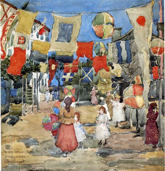 FiesVenice S. Pietro in Vol(also known as The Day Before the Fiesta, St. Pietro in Volte), c.1898 - c.1899 - Моріс Прендергаст