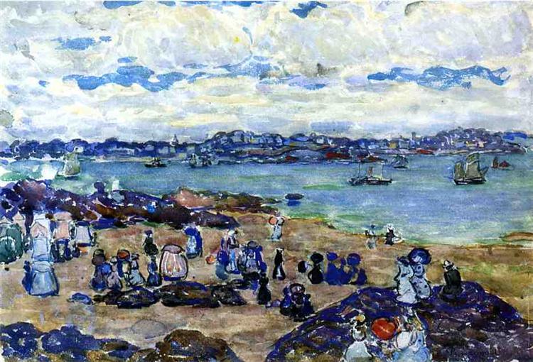 Figures on the Beach, c.1907 - Морис Прендергаст