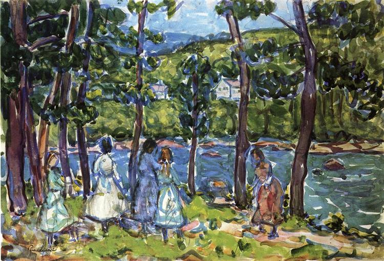 Girls on the Riverbank, c.1910 - c.1913 - Морис Прендергаст