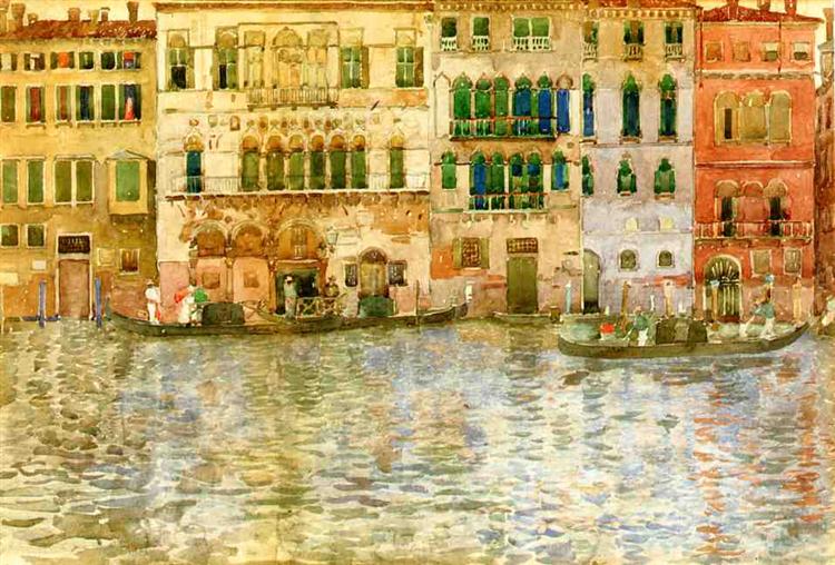 Venetian Palaces on The Grand Canal, 1899 - Maurice Prendergast