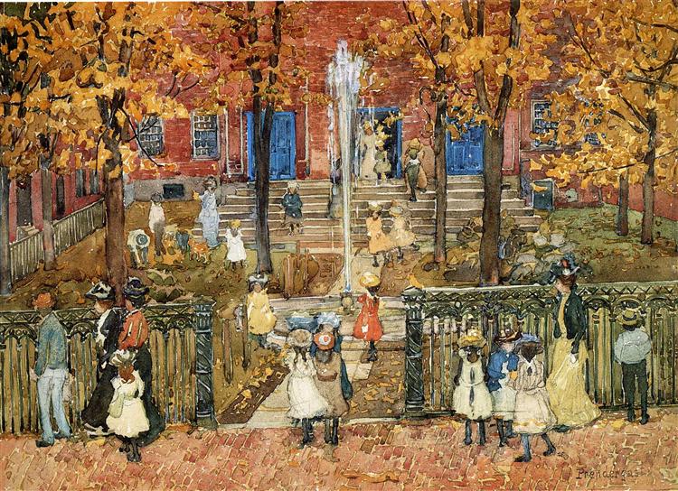 West Church, Boston (also known as Red School House, Boston or West Church at Cambridge and Lynde Streets), c.1900 - c.1901 - Maurice Prendergast