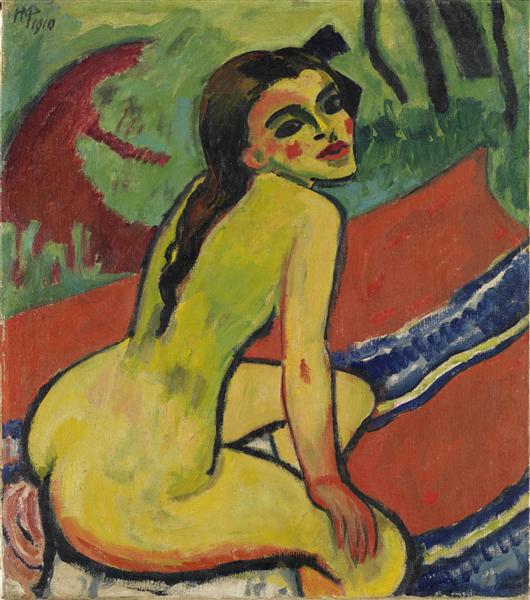 Girl. Sitting Female Nude, 1910 - Макс Пехштейн