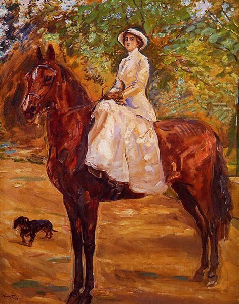 Lady in White Dress on Horseback Riding, 1910 - Max Slevogt