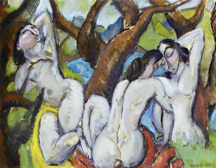 Three Nudes in a Forest, 1910 - Макс Вебер