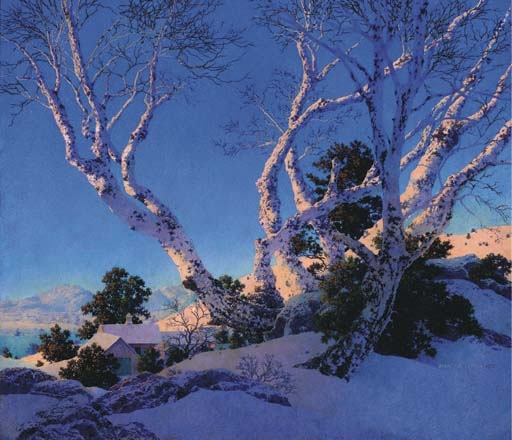 Birches in Winter - Maxfield Parrish