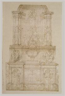 Design for Julius II tomb (first version) - Michel-Ange