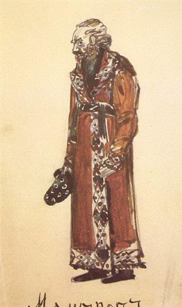 Mamyrov, the old deacon (Costume design for the opera "The Enchantress"), 1900 - Michail Alexandrowitsch Wrubel