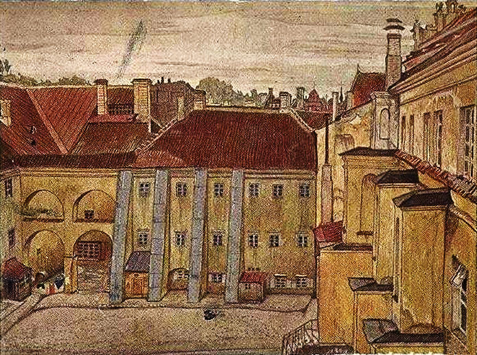 Vilno. In the courtyard of old University. - Mstislaw Walerianowitsch Dobuschinski