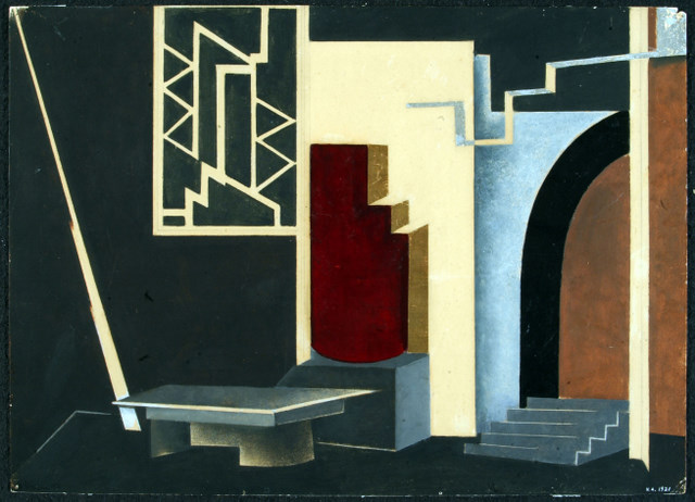 Библиотека в доме да Силвы (дизайн сцены для «Уриэль Акоста»), 1922 - Натан Альтман