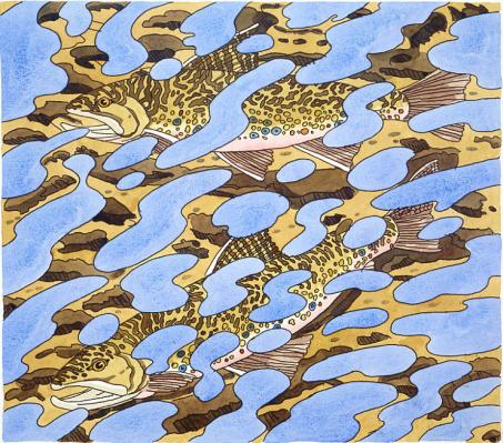 Two Trout & Reflection, 1994 - Neil Welliver