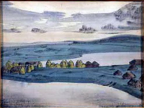 Lake village, 1915 - Николай  Рерих