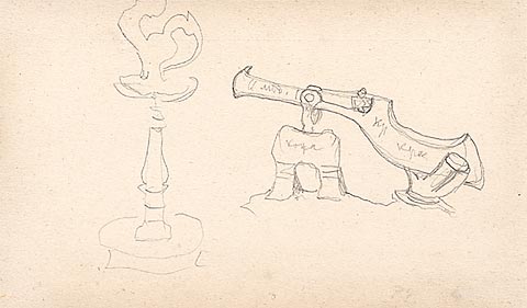 Sketch of lamp and Tsar-Cannon for Rimsky-Korsakovs opera, 1919 - Nicolas Roerich