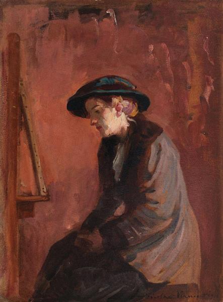 In Front of the Easel, 1910 - Николае Вермонт