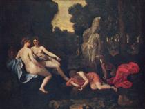 Narcisse avec deux nymphes et Écho - Nicolas Poussin