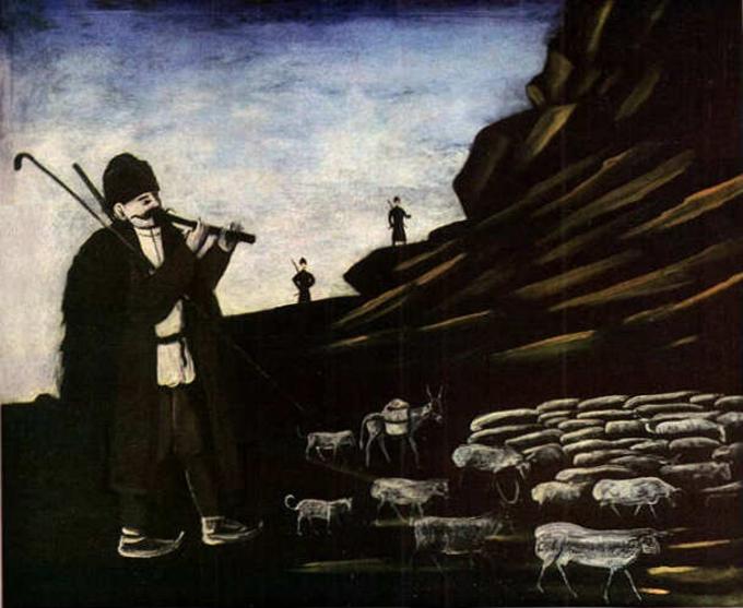 Пастух со стадом - Нико Пиросмани
