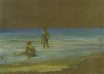 Boys at the beach. Study - Nikolai Ge
