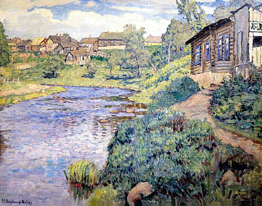 A Provincial Town on a River, c.1910 - Николай Богданов-Бельский