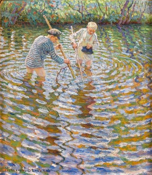 Boys Catching Fish - Микола Богданов-Бєльський