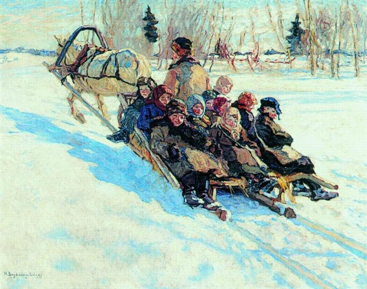To school, 1941 - Nikolay Bogdanov-Belsky