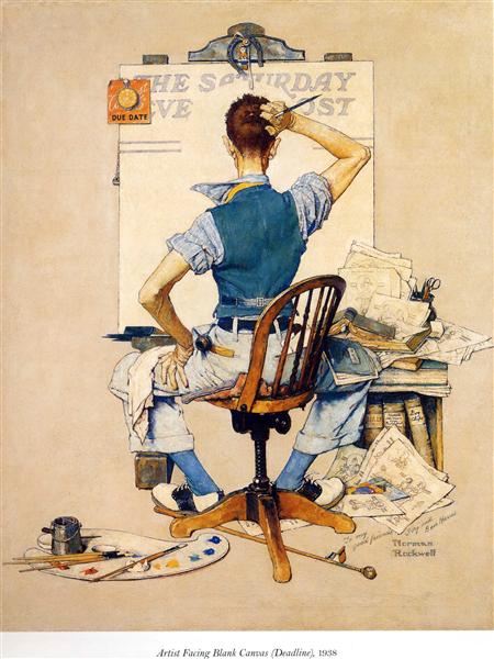 Artist Facing Blank Canvas, 1938 - Norman Rockwell