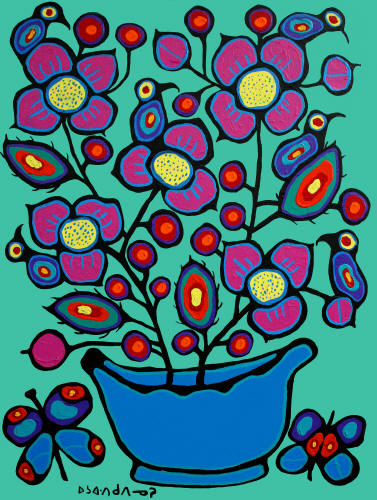 A Pot Of Flowers - Norval Morrisseau