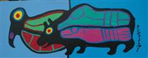 Sacred Bear And Bird - Norval Morrisseau