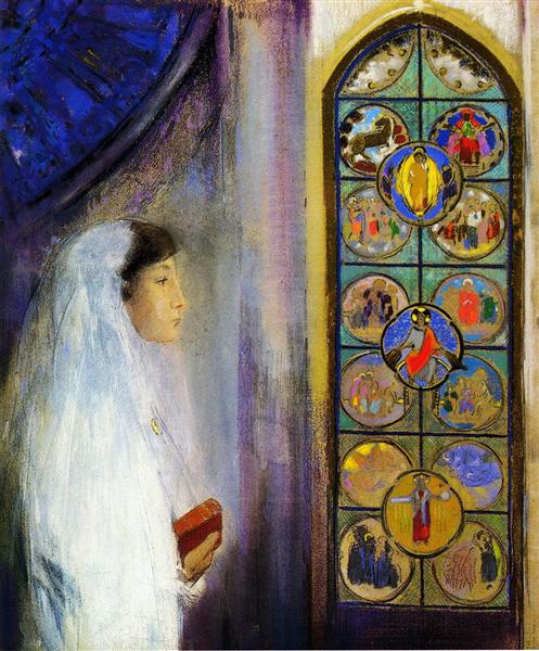 Portrait of Simone Fayet in Holy Communion, 1908 - Odilon Redon