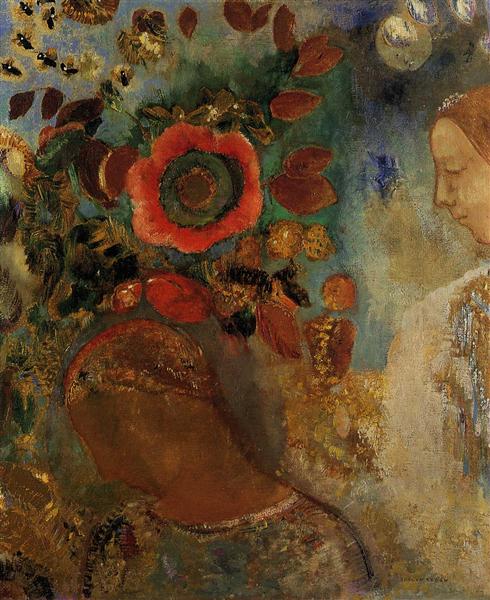 Two Young Girls among the Flowers, 1912 - Одилон Редон