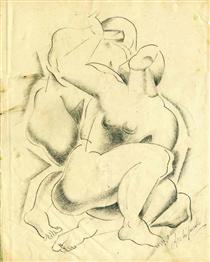Two nude female figures - Александр Архипенко