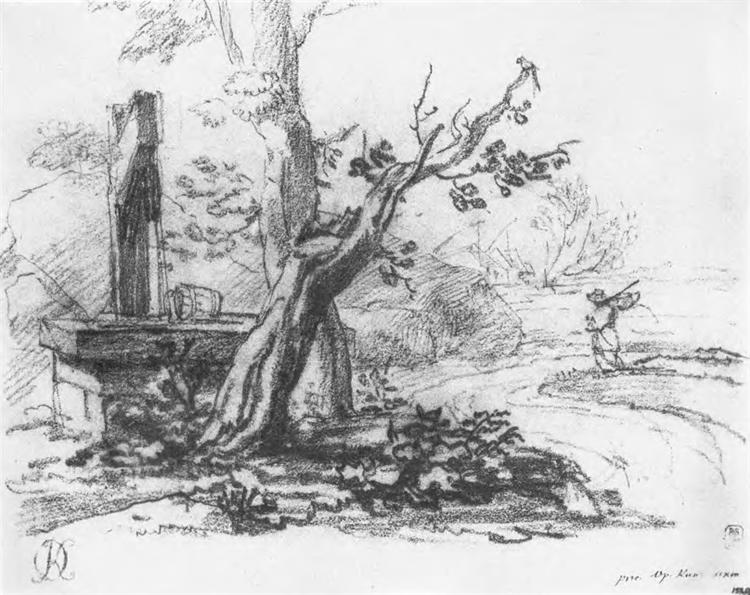 Landscape with a well, 1810 - Орест Кіпренський