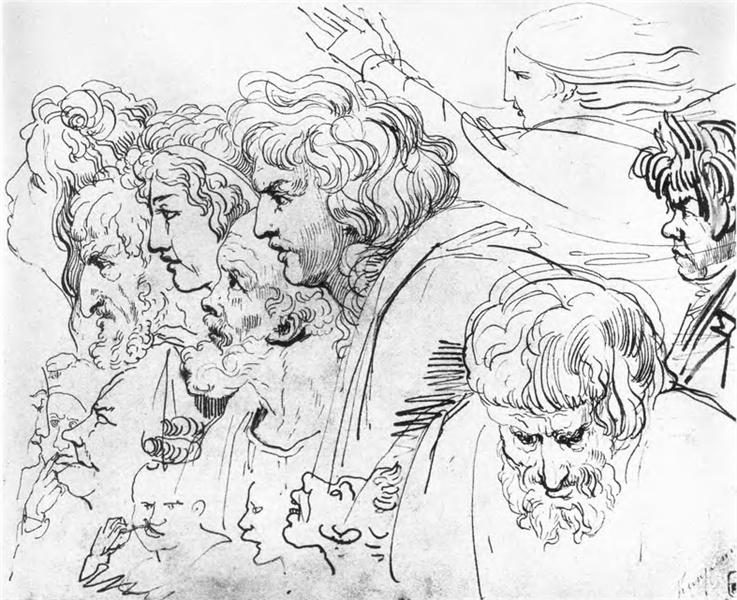Sketches of the heads, 1816 - Orest Kiprenski