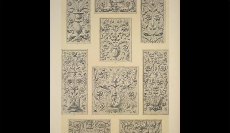 Renaissance Ornament no. 1. Renaissance ornaments in relief, from photographs taken from casts in the Crystal Palace, Sydenham - Owen Jones