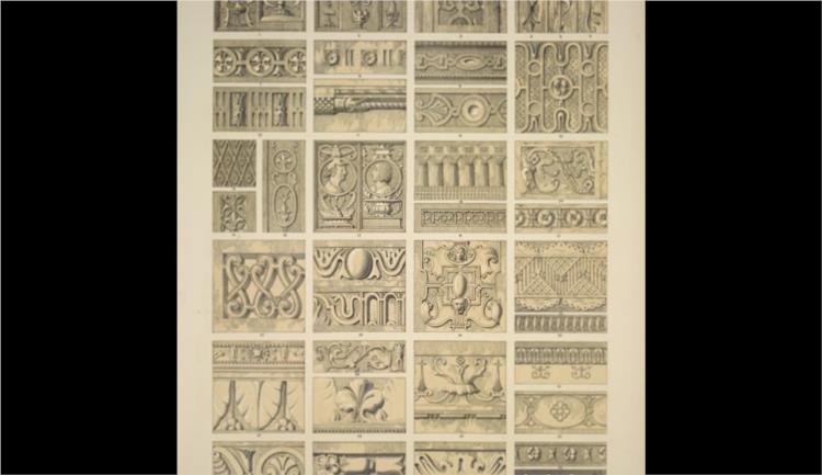 Renaissance Ornament no. 8. Ornaments from stone and wood from the collections of the and Louvre and Hotel Cluny - Оуэн Джонс