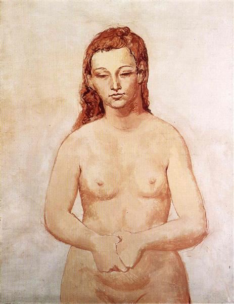 Nude with her hands pressed to each other, 1906 - Пабло Пикассо