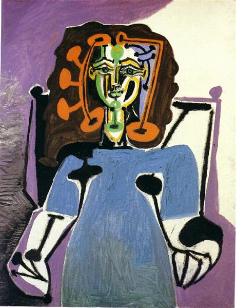 Seated Francoise with blue dress, 1949 - Pablo Picasso